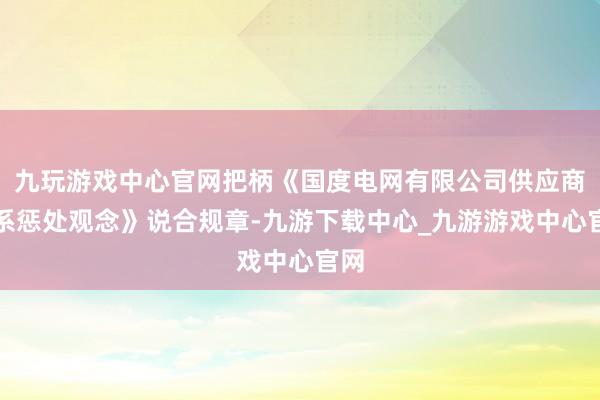 九玩游戏中心官网把柄《国度电网有限公司供应商干系惩处观念》说合规章-九游下载中心_九游游戏中心官网